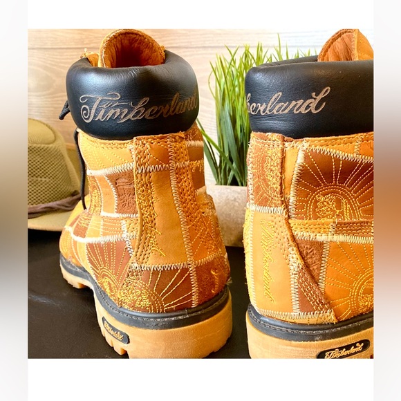 NEW Timberland Brown and Tan Embroidered Debossed Mens Boots Size 11 - Picture 12 of 16